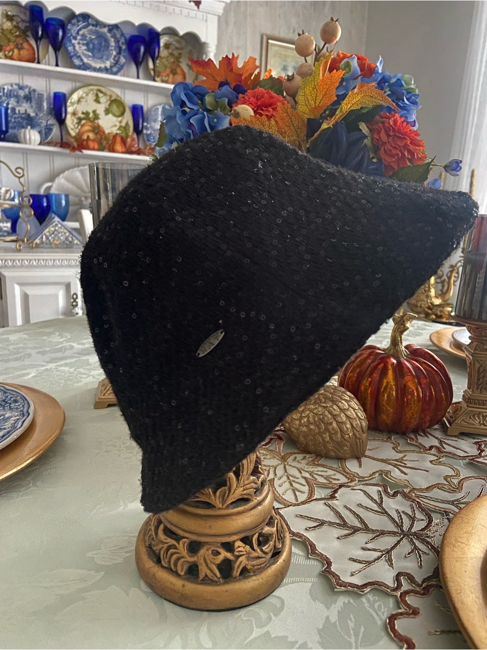 Canadian Hat 1918 Black Sequin Bucket Hat